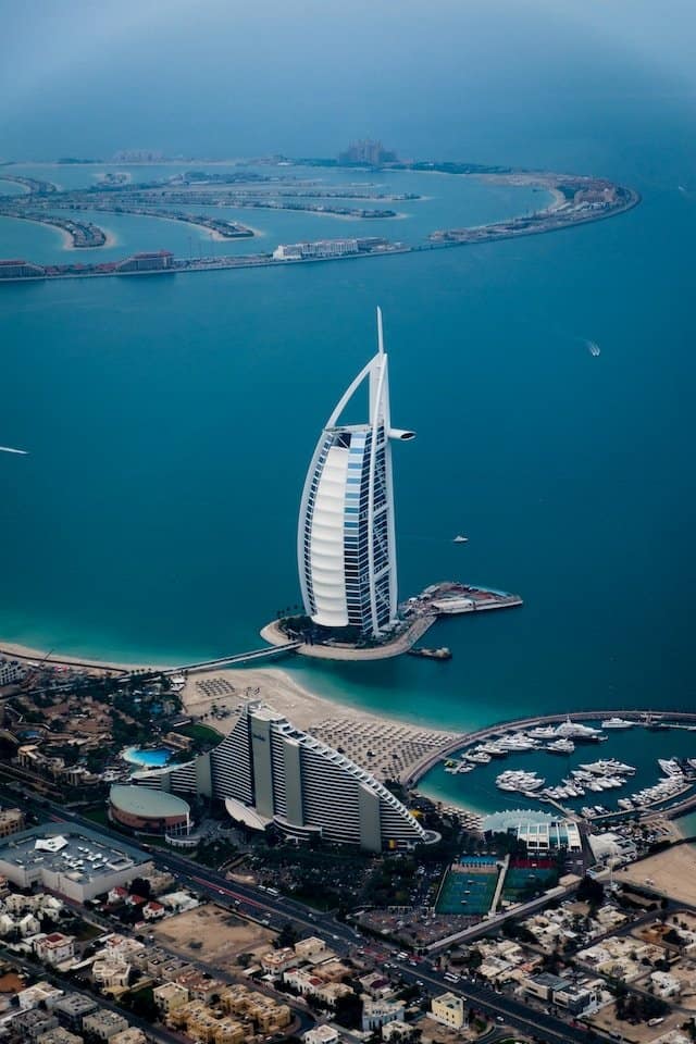 Sky scraper on island in UAE